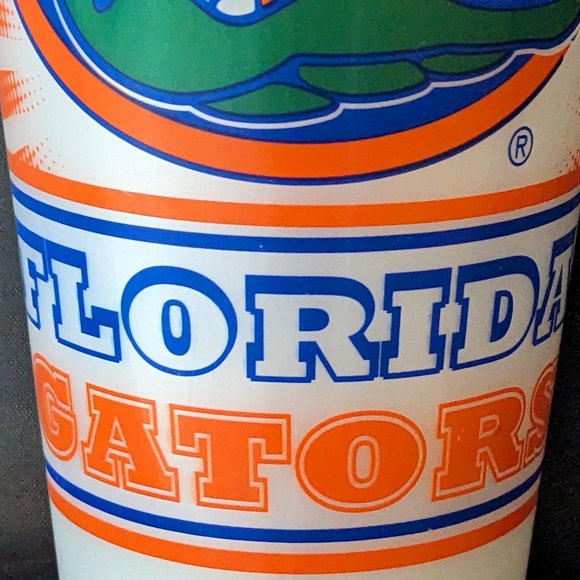 Large 30 oz. Florida Gators Cup 7 1/2" Tall Displayed on Bookcase Gator Chomp! - Picture 6 of 12